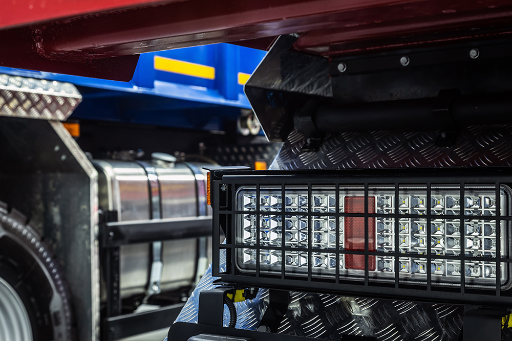 tail lights and tail lights of the truck. Focus on the headlight